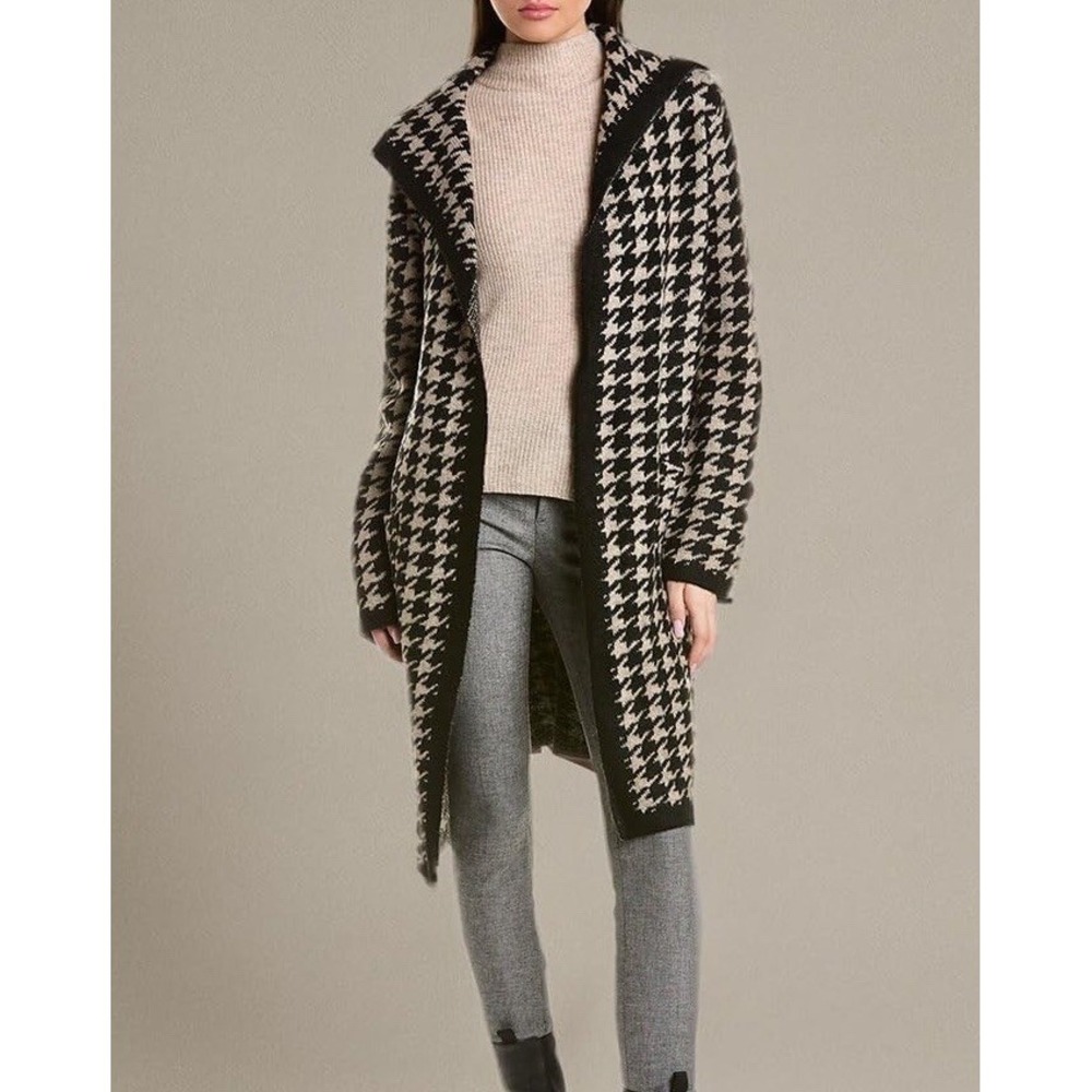 Max Studio Cardigan Womens XL Brown Houndstooth Soft Open Front Sweater - Picture 5 of 8